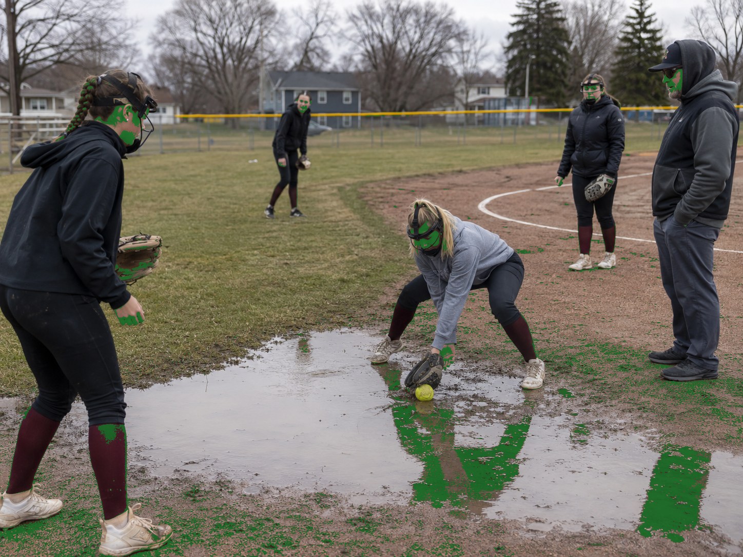 Pike Softball Practices Around Puddle photo