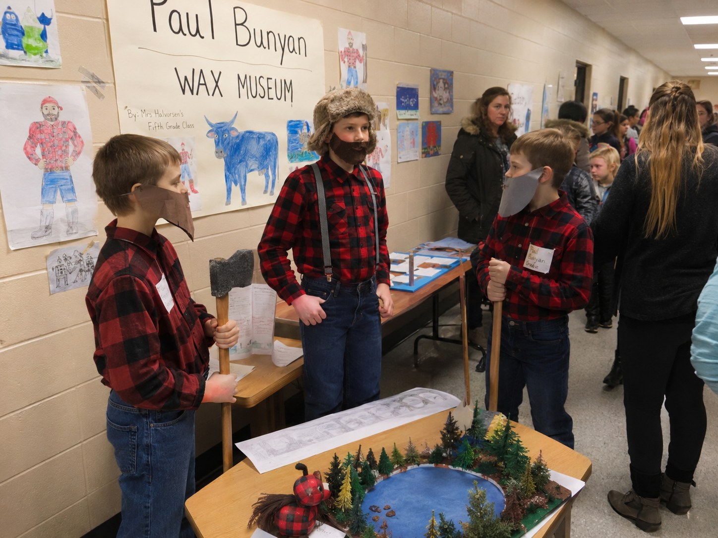 Fifth Grade Wax Museum Features Three Paul Bunyans photo