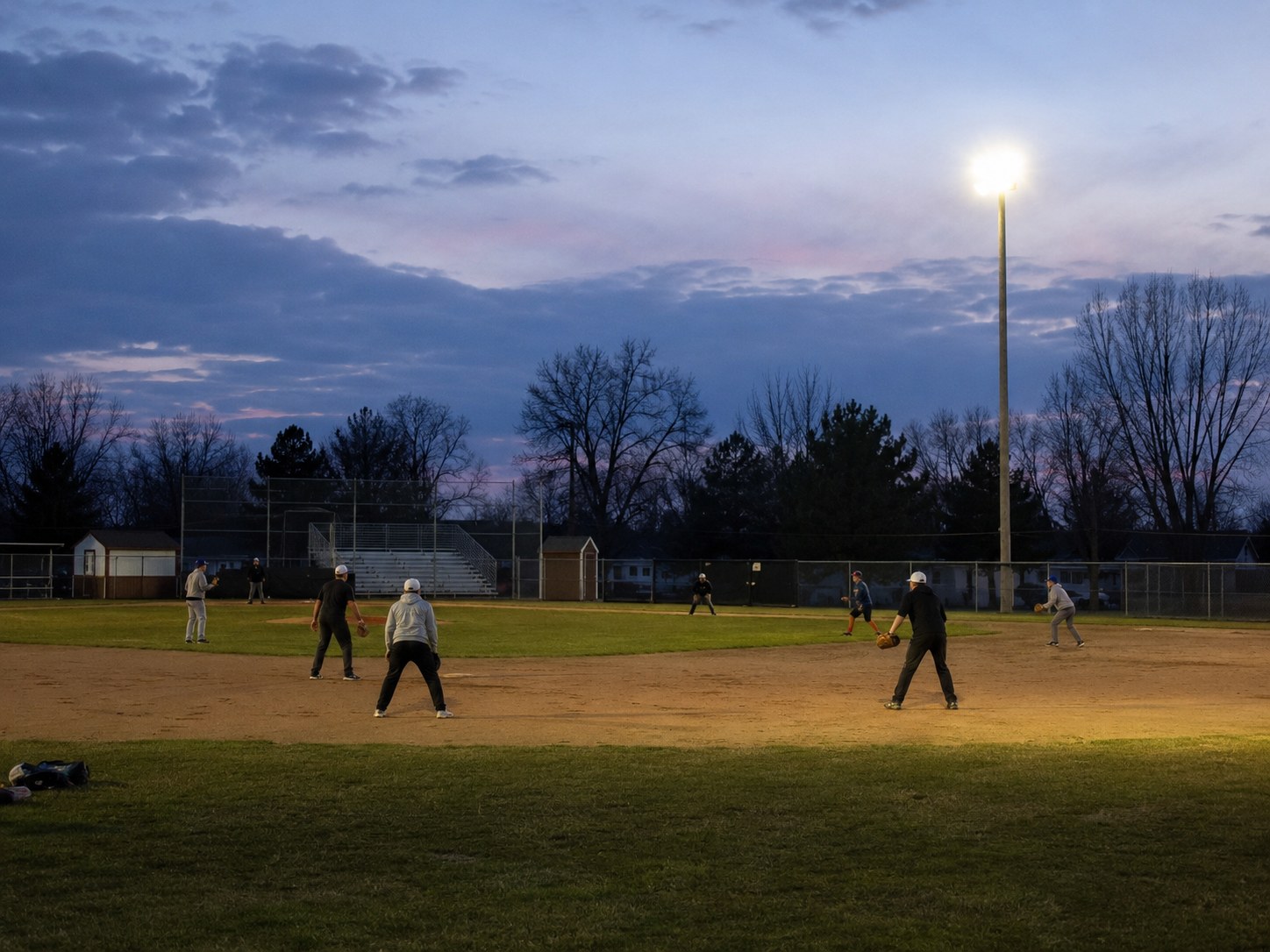 Legion Practice Begins Under One Working Light photo