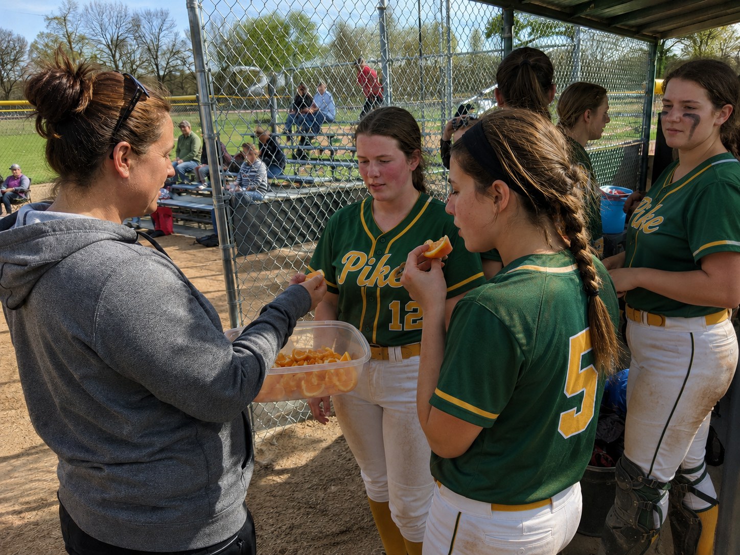 Pike Softball Splits Doubleheader, Eats All Orange Slices photo