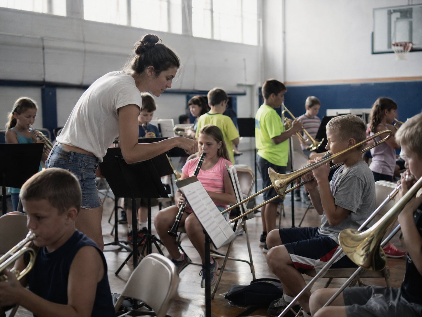 Band Camp Opens Under New Direction; Trombones Reported From the Water Tower photo
