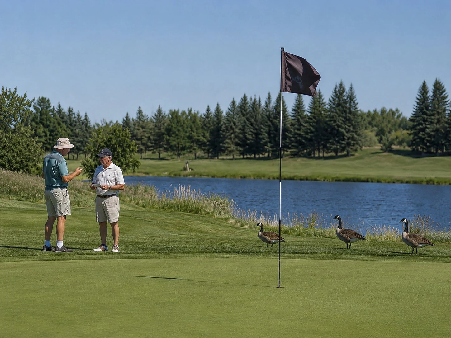 Two golfers on a green at Loon Ridge