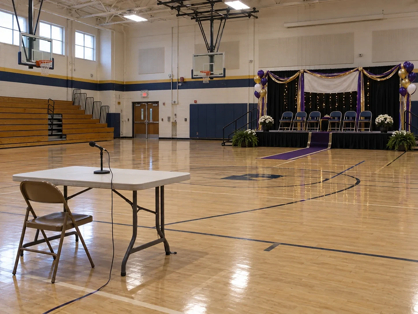 Lakeside gym set up for a school event