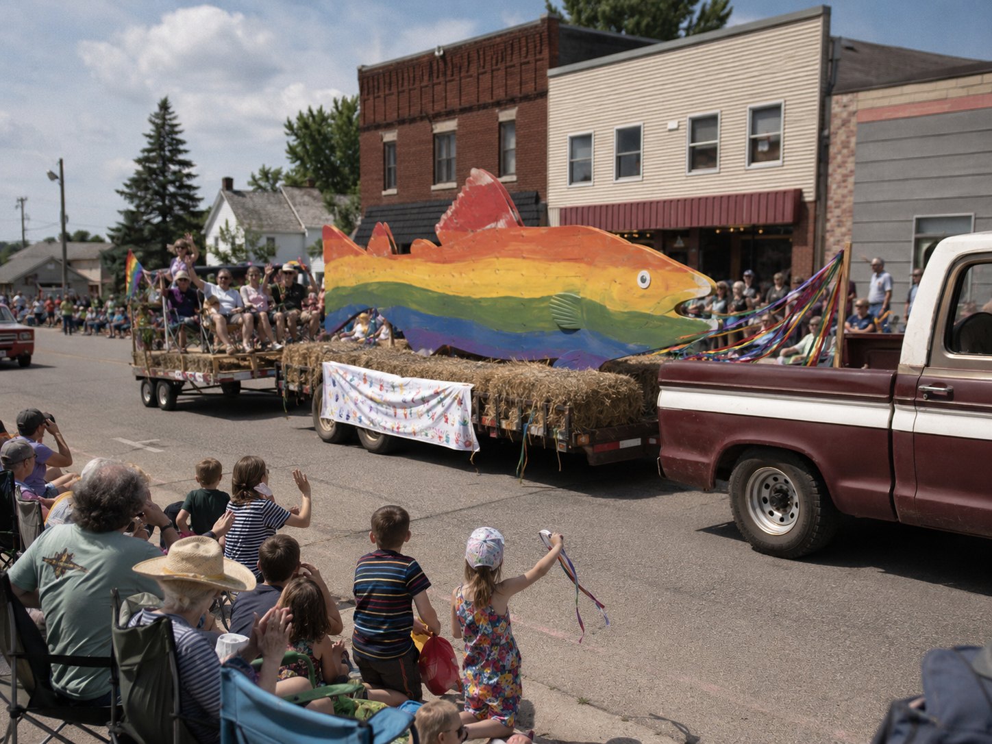 Misquah Holds Its First Pride Parade Behind a Twelve-Foot Rainbow Walleye, and the Whole Town Turns Out photo