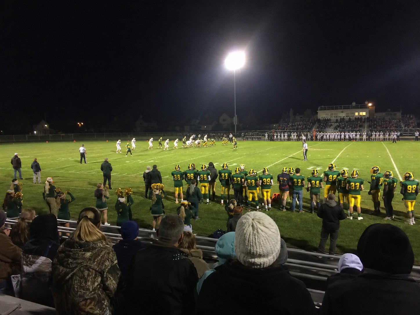 Pike fans gather under the lights during a fall game at Lakeside.